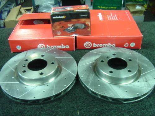 FOR M3 E36 Z3 3.2  BRAKE DISC CROSS DRILLED & GROOVED BRAKE DISC PADS