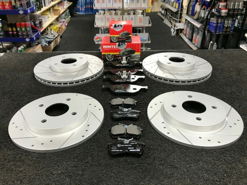 FOR FORD FIESTA ST MK7 FRONT REAR CROSS DRILLED BRAKE DISCS PADS