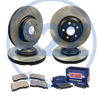 FRONT REAR PERFORMANCE DRILLED BRAKE DISCS PADS FIT TESLA MODEL 3 LONG RANGE 18-