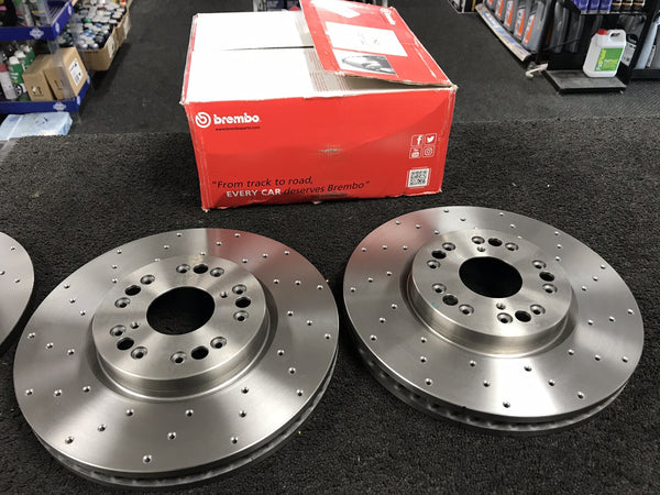 FOR LEXUS IS200 GS300 BREMBO CROSS DRILLED BRAKE DISC FRONT REAR 