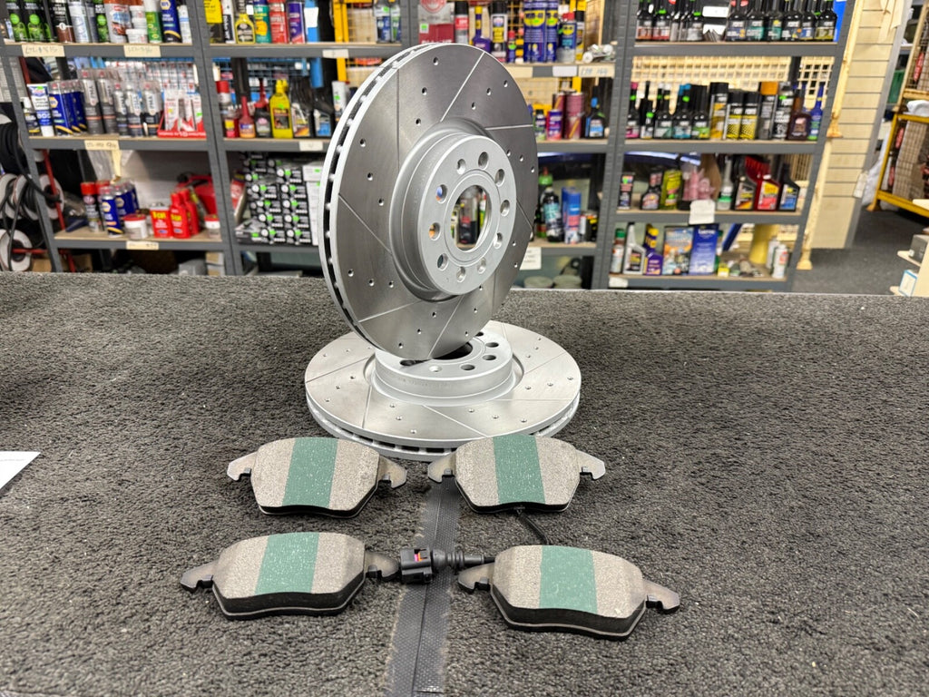 VW PASSAT CC TIGUAN TDI TSi CROSS DRILLED GROOVED FRONT BRAKE DISC PAD 312MM