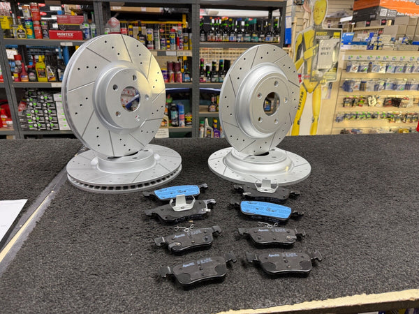 FOCUS ACTIVE X ECOBLUE MK4 BRAKE DISCS CROSS DRILLED GROOVED & APEC BRAKE PADS