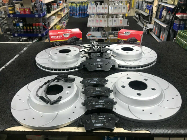 A4 AVANT TDI QUATTRO S LINE BLACK ED DRILLED GROOVED BRAKE DISCS PADS FRONT REAR