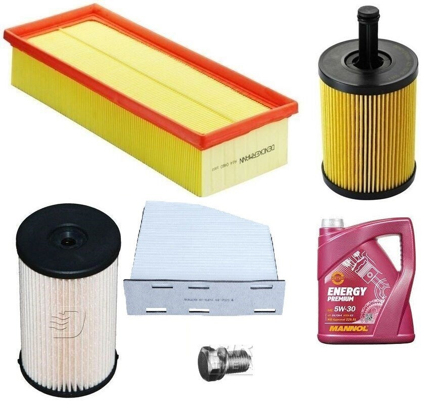 COMPATIBLE FOR VW PASSAT 2.0 TDI 2005-11 FULL SERVICE KIT 5L OIL & FILTERS PLUG