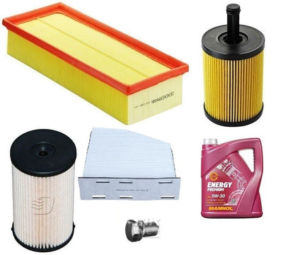 COMPATIBLE FOR VW PASSAT 2.0 TDI 2005-11 FULL SERVICE KIT 5L OIL & FILTERS PLUG