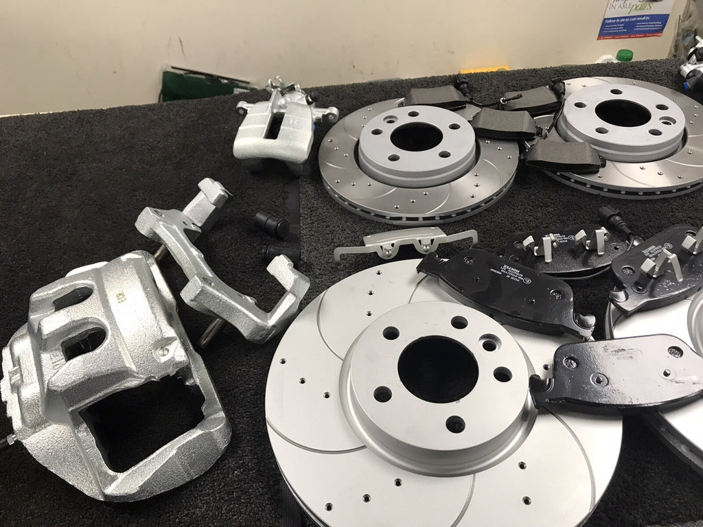 VW TRANSPORTER BRAKE DISC PAD DRILLED GROOVED FRONT BIG BRAKE CALIPER KIT BLACK