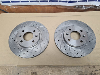 FOR NISSAN KUBISTAR CLIO MEGANE TWINGO FRONT DRILLED GROOVED BRAKE DISCS