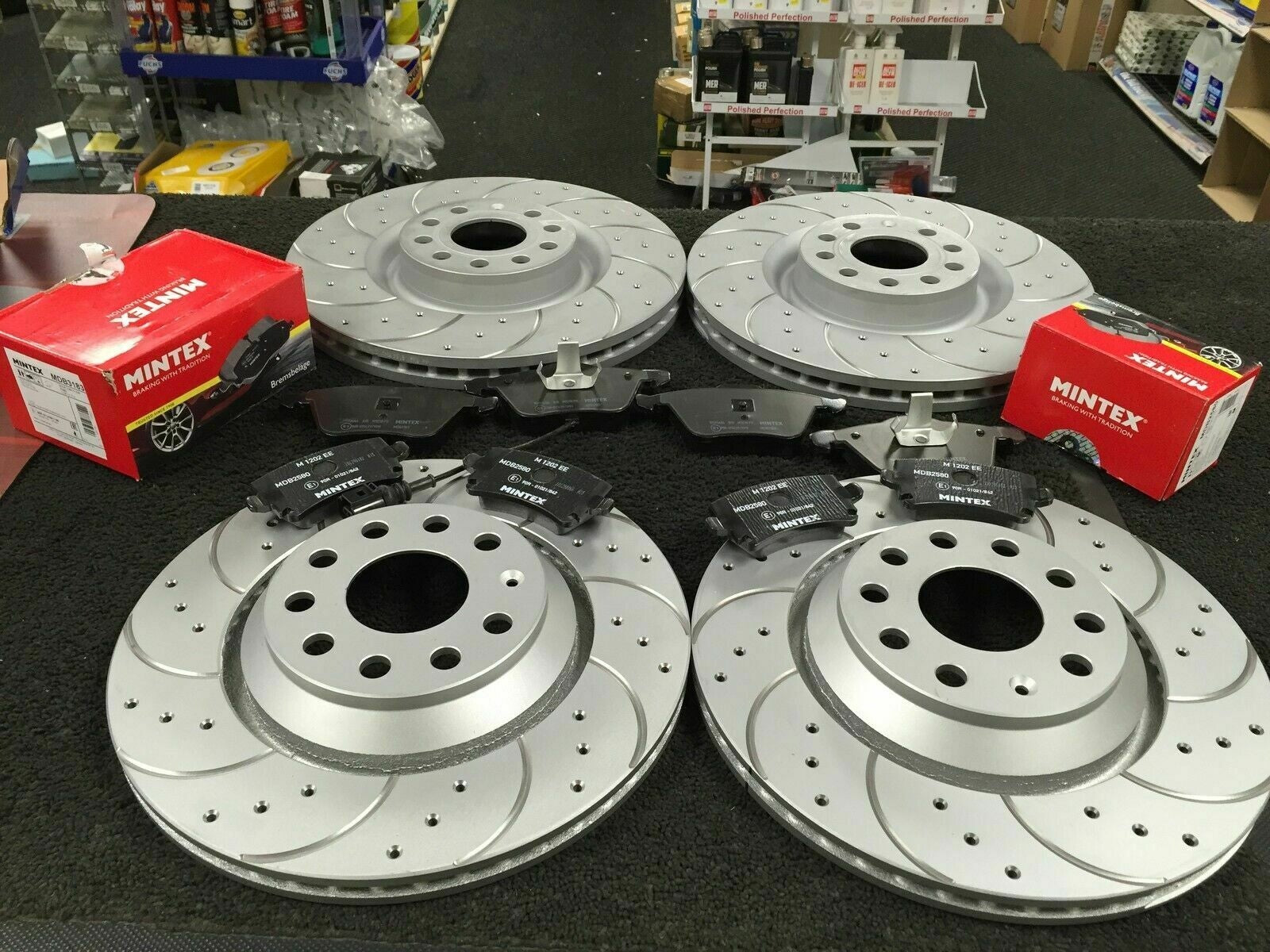A6 TDI S LINE (MK3 (4F) C6 DRILLED GROOVED BRAKE DISC BRAKE PAD FRONT REAR