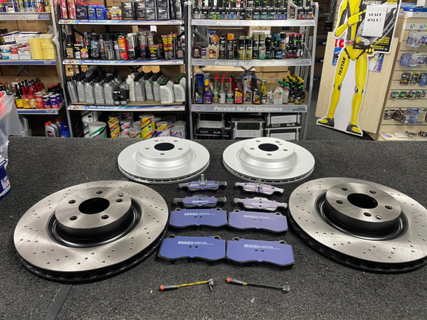 FOR  S-CLASS S350 FRONT REAR BRAKE DISCS DRILLED AND PADS  350mm 320mm