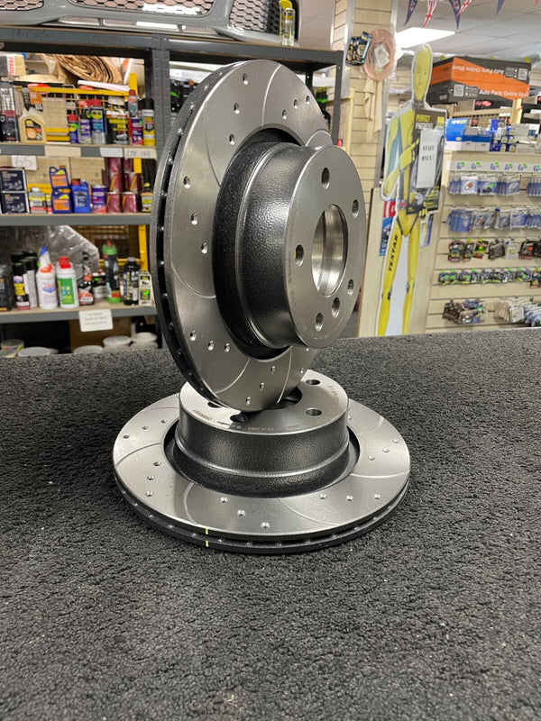 FOR BMW Z4 3.0 E85 BRAKE DISCS DISC  REAR  DRILLED GROOVED BRAKE 09.9869.81