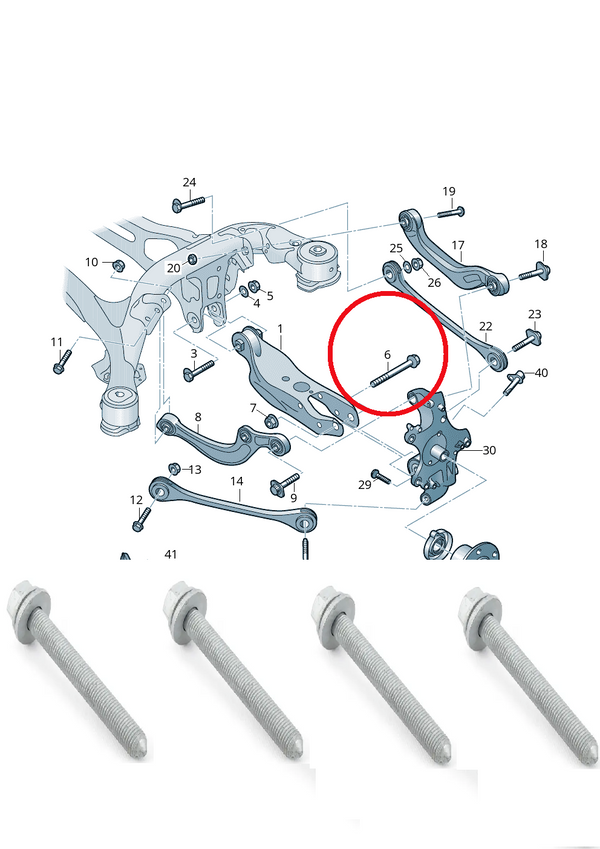 VW AUDI SKODA REAR SUSPENSION ARM SHOCK ABSORBER BOLT (M12X1,5X100XS22 N91236401