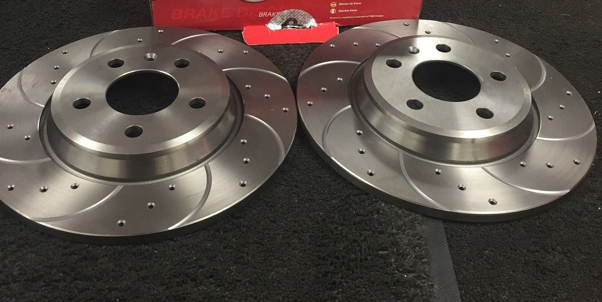 VAUXHALL ASTRA ZAFIRA VXR  BRAKE DISC DRILLED GROOVED BRAKE PADS REAR MINTEX