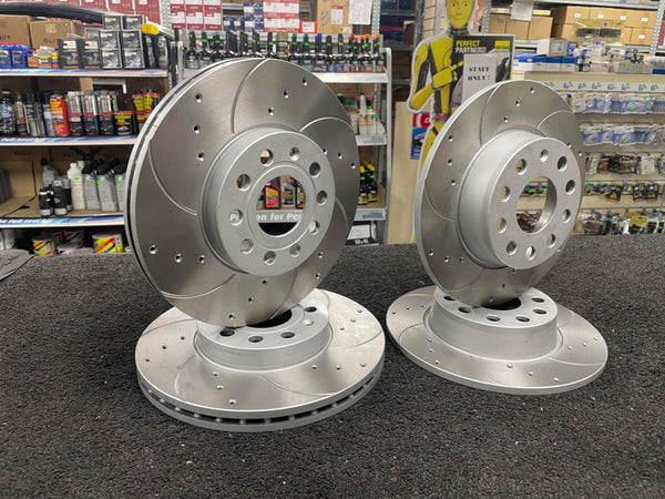 A3 TDI S LINE (MK3 (8V) (A5))  DRILLED GROOVED FRONT + REAR BRAKE DISCS+PADS