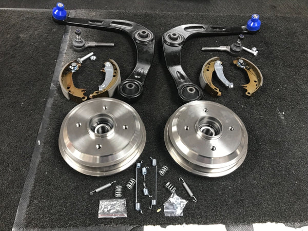 206 2 BRAKE DRUM BRAKE SHOE FITTING KIT WHEEL BEARING WISHBONE TRACK ROD PINCH 