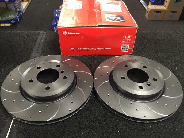 BMW 330D 330CI BREMBO CROSS DRILLED GROOVED BRAKE DISC FRONT PAIR