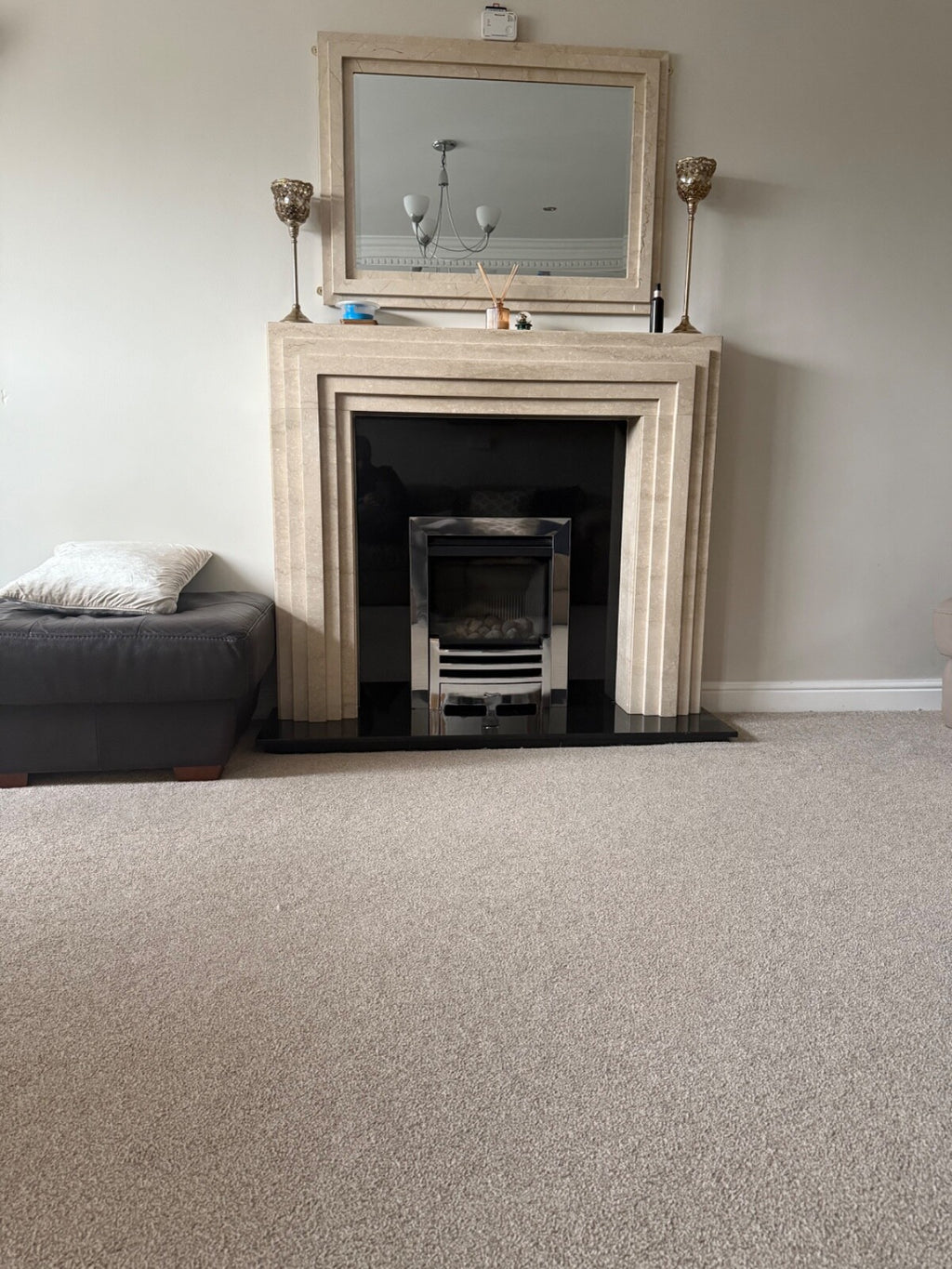 Marble fire place Fire And Mirror complete set with gas fire mint condition