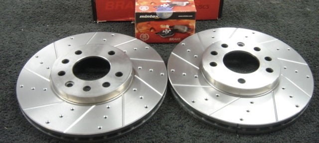VAUXHALL ZAFIRA 1.6 1.8 2.0 2.2DTi BRAKE DISC DIMPLED GROOVED MINTEX BRAKE PADS