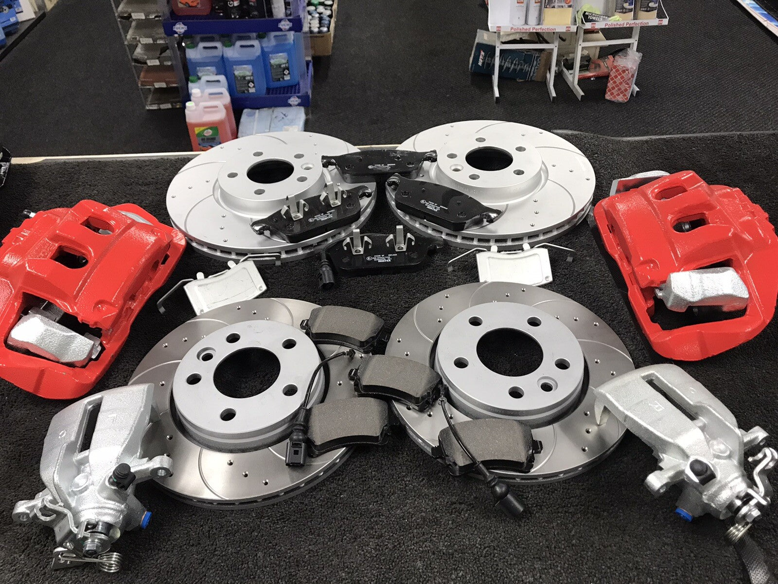 VW TRANSPORTER PERFORMANCE BRAKE DISC CONVERSION BRAKE DISC PADS CALIPER RED