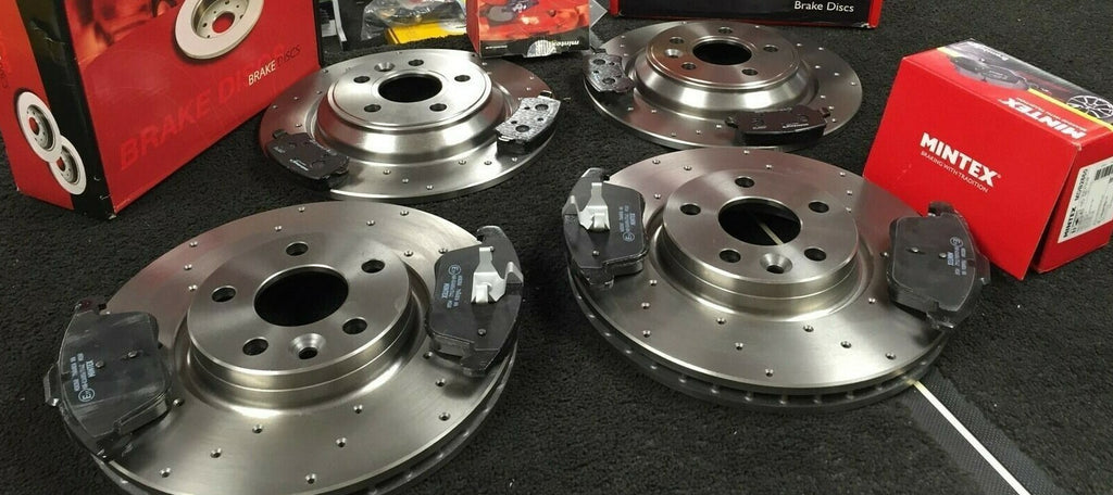 VOLVO V60 D3 R-DESIGN CROSS DRILLED BRAKE DISC BRAKE PADS FRONT REAR
