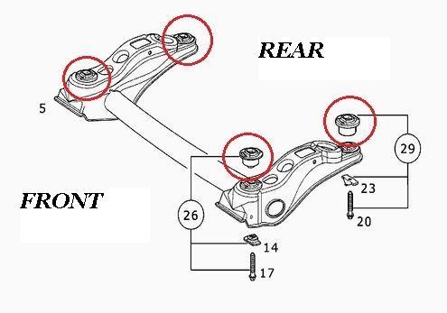 FOR A CLASS A140 A160 A170 A190 REAR SUBFRAME AXLE FRONT BUSHES BUSHING KIT