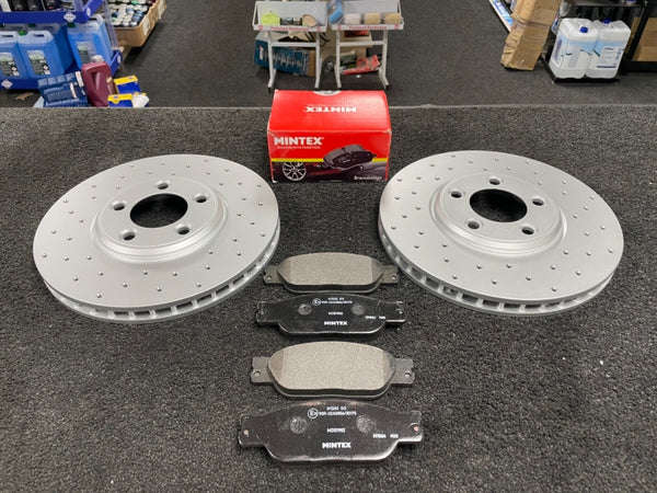 FOR JAGUAR S TYPE BRAKE DISC CROSS SPORT DRILLED  MINTEX BRAKE PAD FRONT 300MM