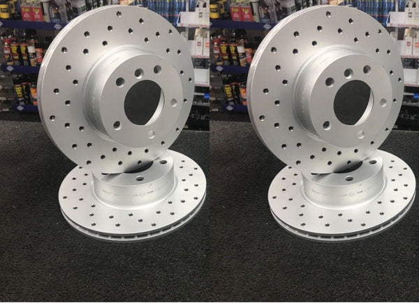 FOR BMW Z4 BRAKE DISCS 300MM FRONT AND REAR CROSS DRILLED