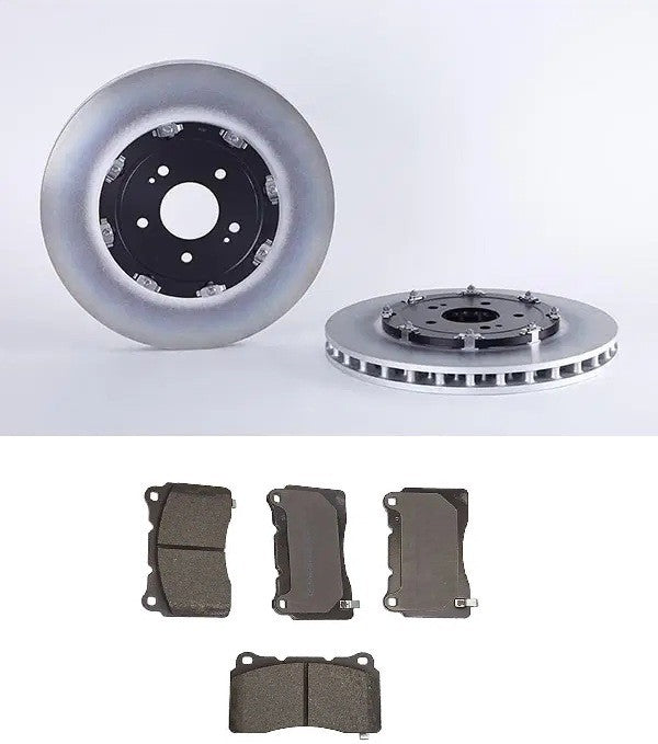 FRONT 2 PIECE FLOATING BRAKE DISCS PADS FITS MITSUBISHI EVO X 10 FQ360 2008 ON