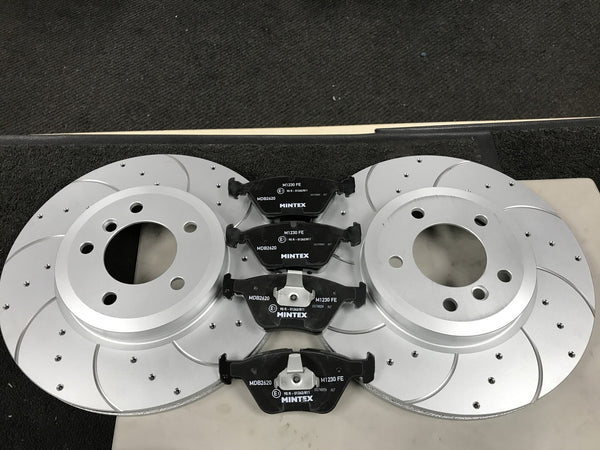 BMW 330D E46 FRONT BRAKE DISC DRILLED GROOVED BRAKE DISC BRAKE PAD FRONT