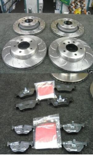 FOR 3 SERIES 328I COUPE CROSS DRILLED BRAKE DISCS PADS SHOES CALIPERS F+R