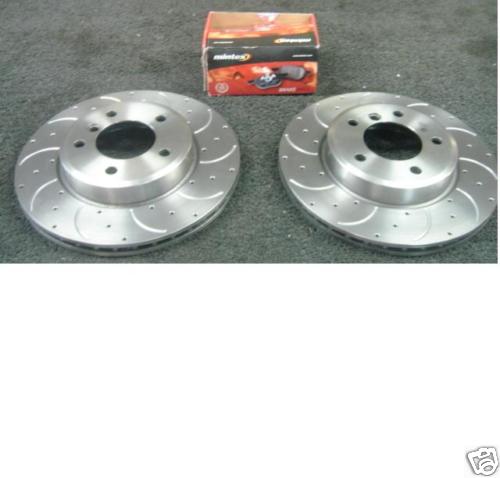 FOR HYUNDAI COUPE 2002>09 CROSS DRILLED GROOVED BRAKE DISC & MINTEX BRAKE PADS