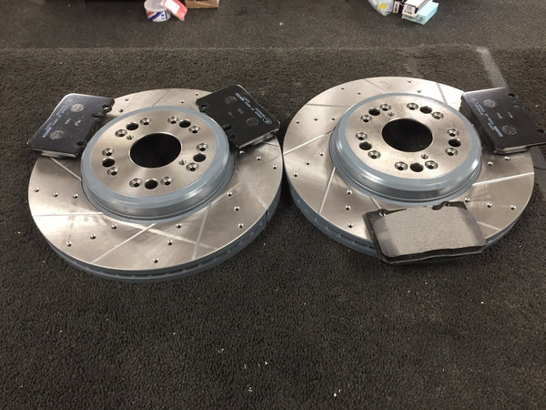 for LEXUS LS400 CELSIOR UCF20 CROSS DRILLED GROOVED BRAKE DISC BRAKE PADS REAR 