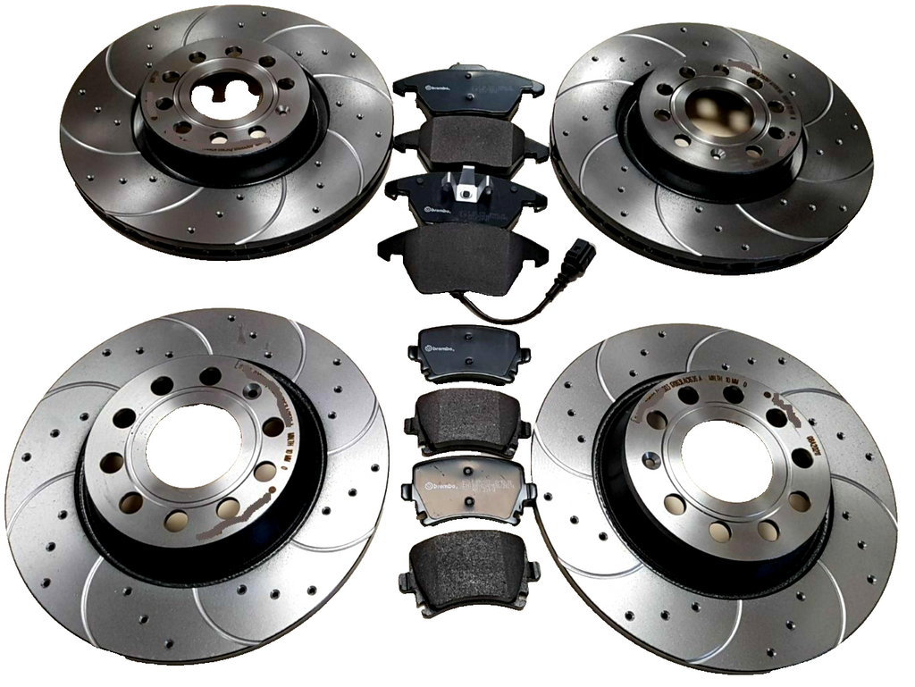 FOR AUDI Q8 QUATTRO FRONT REAR CROSS DRILLED GROOVED BRAKE DISC BRAKE PADS 350MM