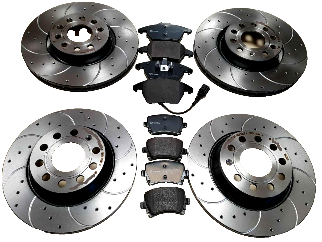 FOR AUDI Q8 QUATTRO FRONT REAR CROSS DRILLED GROOVED BRAKE DISC BRAKE PADS 350MM