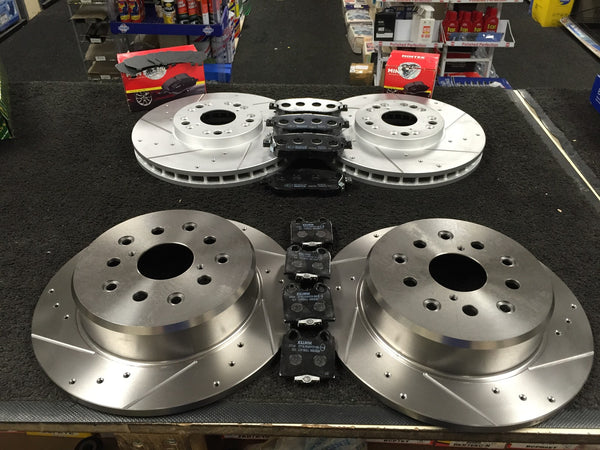FOR LEXUS GS430 DRILLED GROOVED BRAKE DISC  & MINTEX PADS 1993-2005