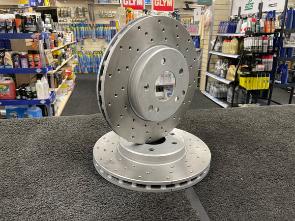 FOR MERCEDES C CLASS W203 SLK CLK A208 C208 FRONT BRAKE DISC CROSS DRILLED