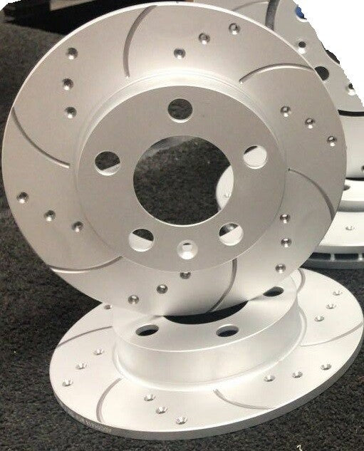 FOR VOLKSWAGEN GOLF MK4 REAR 2 BRAKE DISCS DRILLED GROOVED COATED 