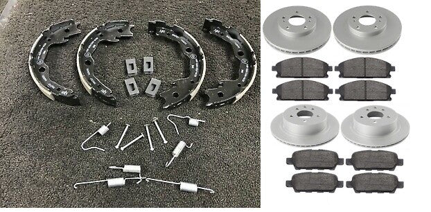 FOR NISSAN X-TRAIL XTRAIL FRONT REAR DISCS PADS H/BRAKE SHOES + FITTING KIT 