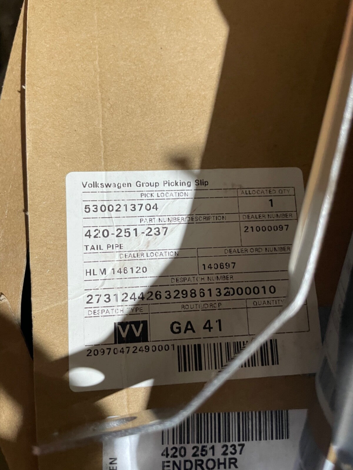 AUDI R8 2007 -2012 LEFT CHROME EXHAUST TAILPIPE TRIM 420251237 *GENUINE*
