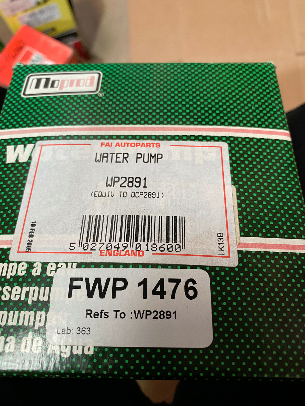 1 X MOPROD WATER PUMP TO FIT CITROEN BX BERLINGO PEUGEOT 205 405 306 309 WP2891