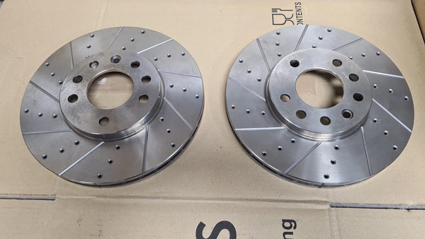 FOR VAUXHALL ASTRA ZAFIRA FRONT DRILLED GROOVED BRAKE DISCS 280MM 5 STUD