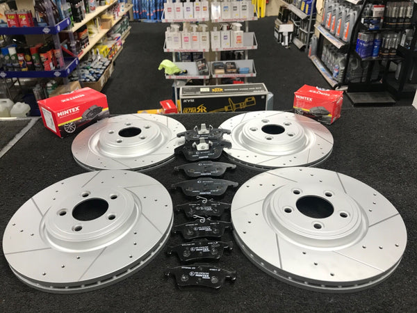 FOR JAGUAR XF 2.2D SPORT BRAKE DISC CROSS DRILLED GROOVED FRONT REAR 