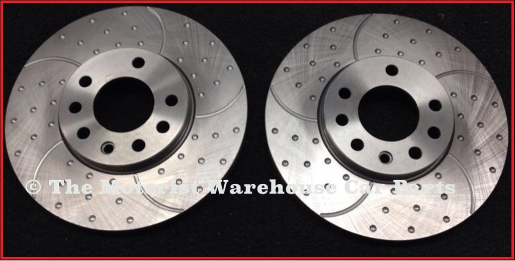 VECTRA  DIMPLED GROOVED FRONT BRAKE DISC DISCS PAIR  BOXED