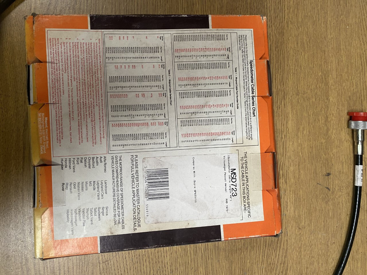 FOR VOLKSWAGEN PASSAT MANUAL RHD 1973 ONWARDS MOPROD 49" SPEEDO CABLE MSD723