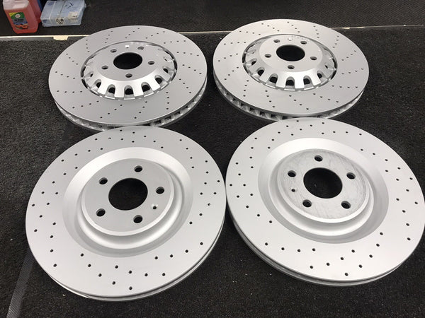 AUDI Q7 QUATTRO 4M PERFORMANCE CROSS DRILLED  BRAKE DISC FRONT REAR 375/350MM