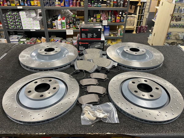 FOR AUDI S8 PERFORMANCE BRAKE DISC CROSS DRILLED FRONT  AND REAR SET