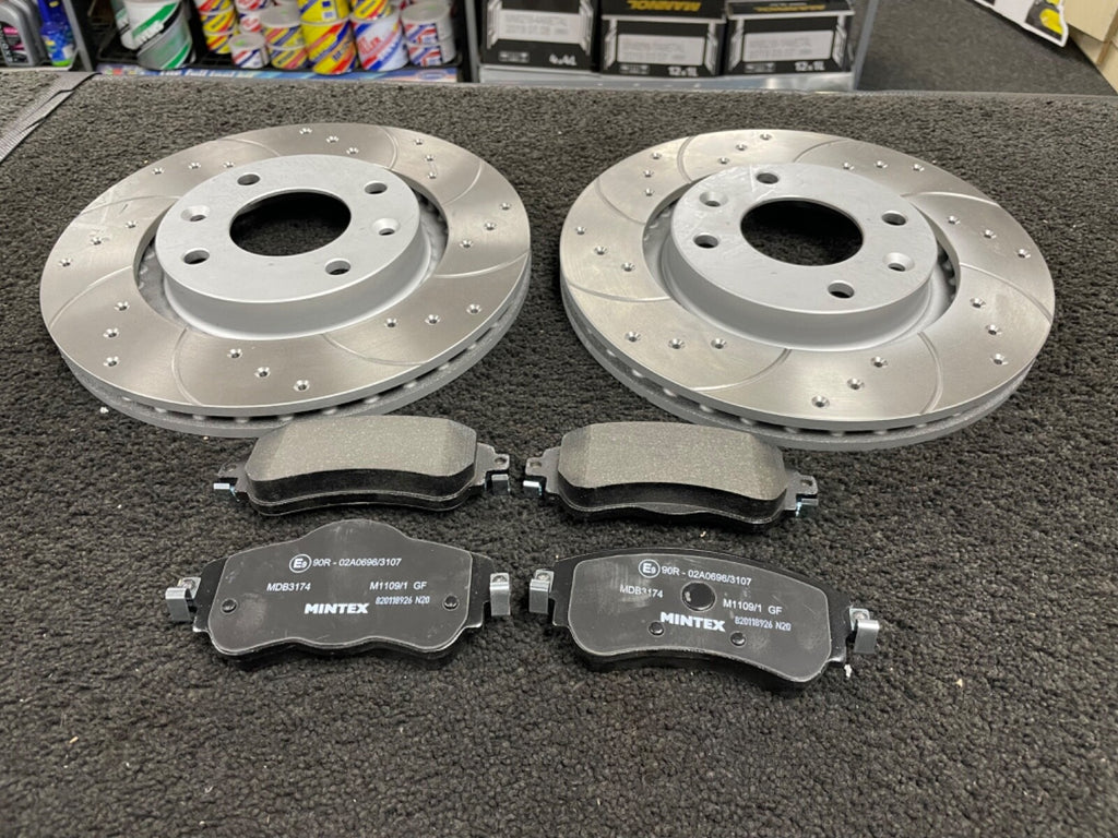 CITROEN C4 HDi  DISC DRILLED GROOVED FRONT REAR BRAKE DISCS MINTEX BRAKE PADS