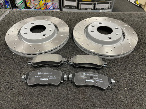CITROEN C4 HDi  DISC DRILLED GROOVED FRONT REAR BRAKE DISCS MINTEX BRAKE PADS