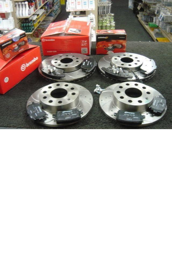 AUDI A3 2.0TFSi 200BHP BRAKE DISC BREMBO CROSS DRILLED  MINTEX PAD FRONT REAR