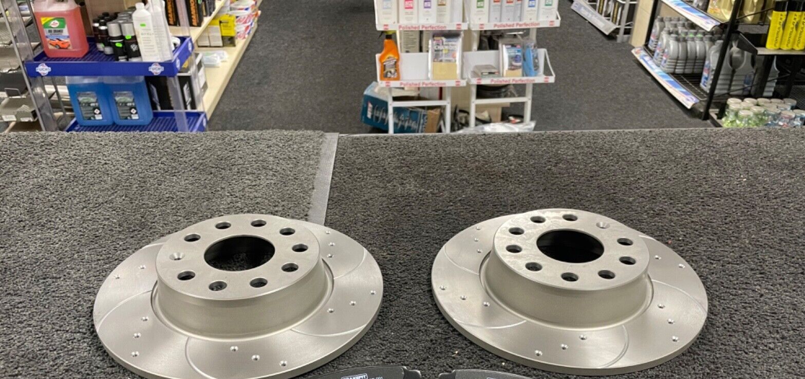 AUDI A3 FSi SLINE QUATTRO 8P 03-12 REAR CROSS DRILLED GROOVED BRAKE DISC 282