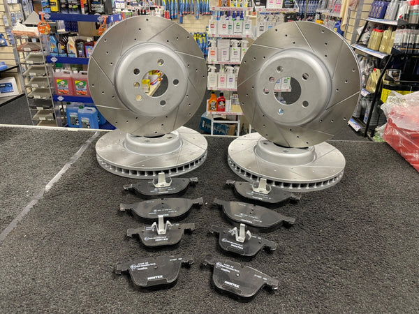 BMW  730d 740d G11 G12 CROSS DRILLED GROOVED BRAKE DISCS  BRAKE PADS FRONT REAR